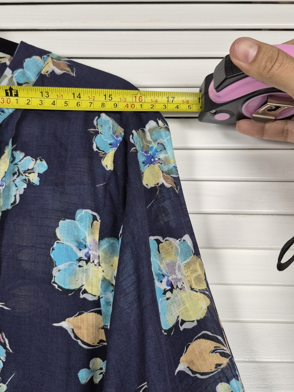 J. Jill 100% Cotton Floral Blouse Women's Large Blue 3/4 Sleeve Peasant Top - Picture 10 of 10